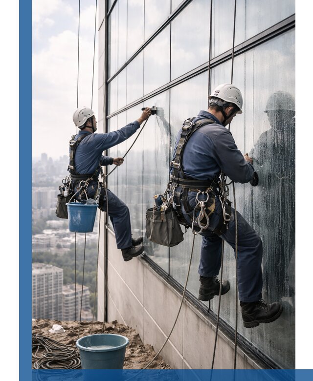 Профессиональная мойка фасадных окон альпинистами в Соли-Илецке