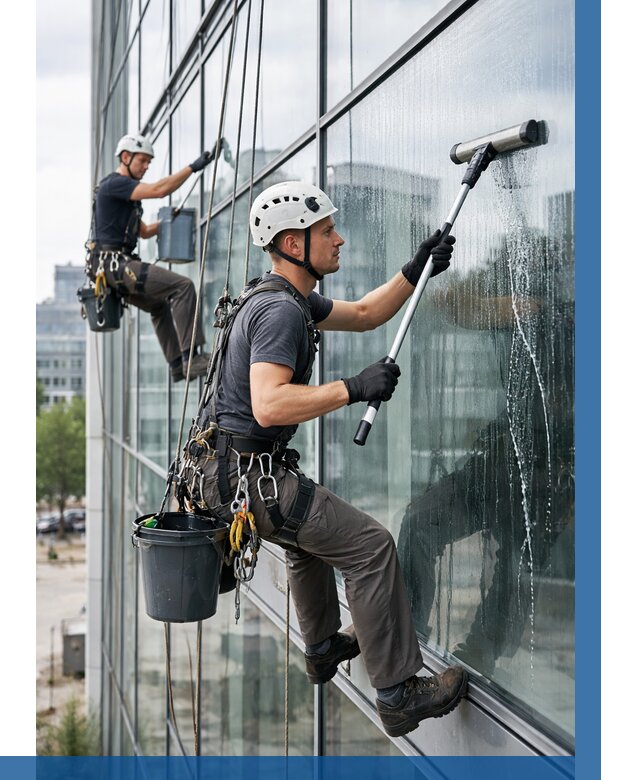 Мойка витражей альпинистами в Соли-Илецке от 729 р. под ключ|ВЫСОТНИК-Сои