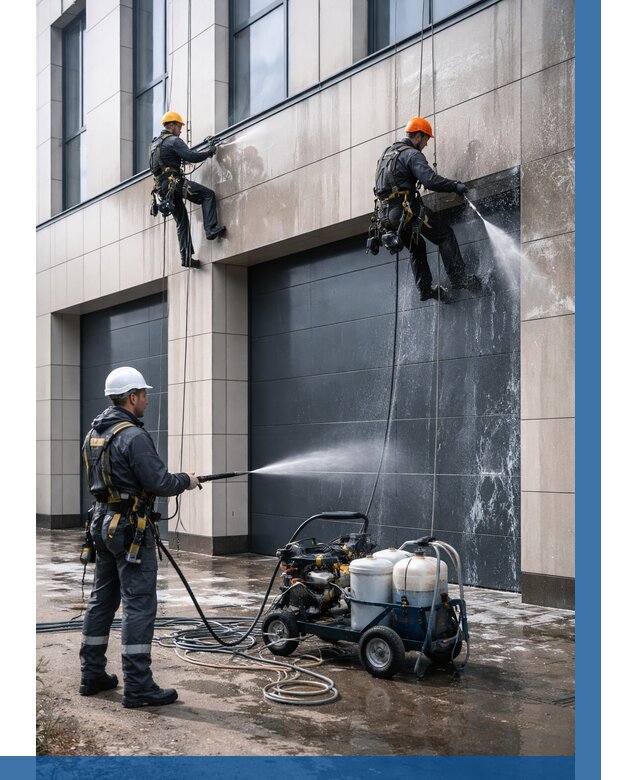 Послестроительная мойка фасада в Соли-Илецке от 313 р. | ВЫСОТНИК-Сои