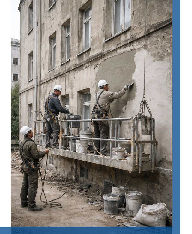 Капитальный ремонт фасада в Соли-Илецке от 4376 р. | ВЫСОТНИК-Сои