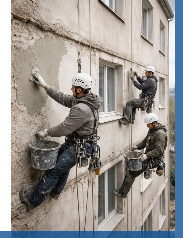 Ремонт штукатурного фасада в Соли-Илецке от 781 р. под ключ | ВЫСОТНИК-Сои