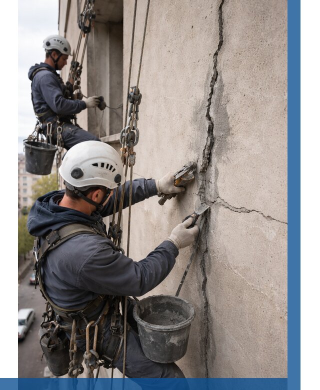 Заделка трещин на фасаде в Соли-Илецке от 938 р. | ВЫСОТНИК-Сои