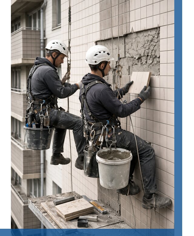 Ремонт облицовки фасада плиткой в Соли-Илецке от 1875 р. | ВЫСОТНИК-Сои