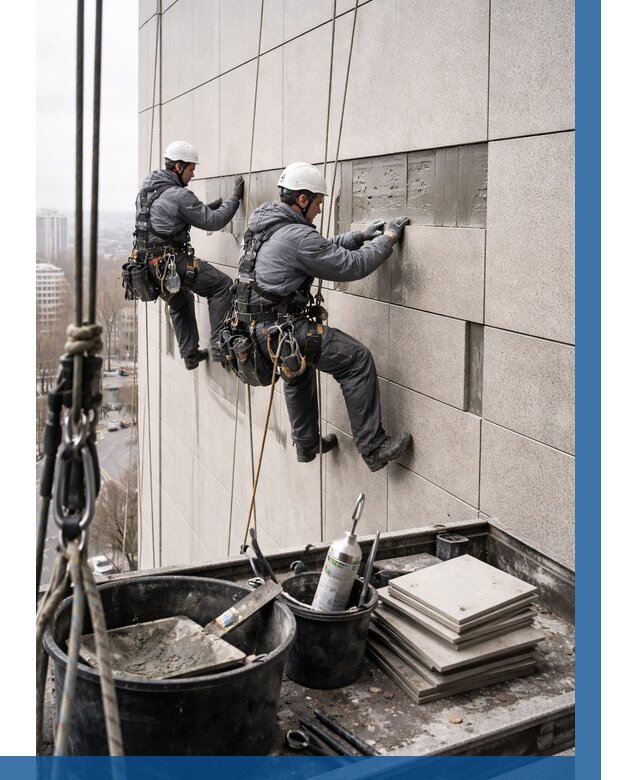 Ремонт фасада из керамогранита в Соли-Илецке от 2605 р. | ВЫСОТНИК-Сои