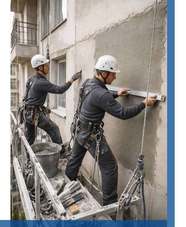 Штукатурка фасада на высоте в Соли-Илецке от 938 р. | ВЫСОТНИК-Сои