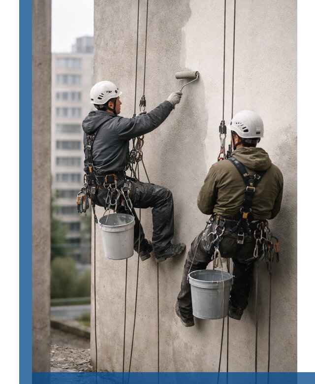 Покраска фасадов высотными альпинистами в Соли-Илецке с гарантией