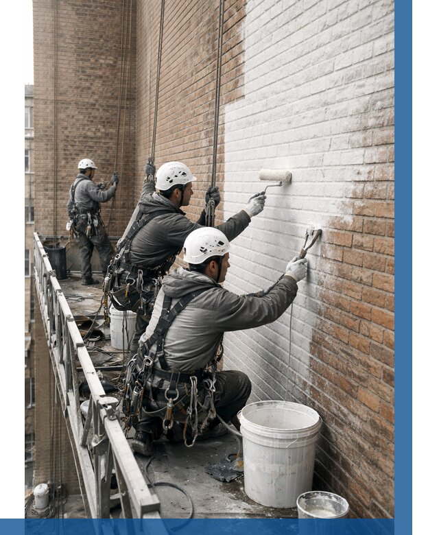 Покраска кирпичного фасада в Соли-Илецке от 365 р. | ВЫСОТНИК-Сои