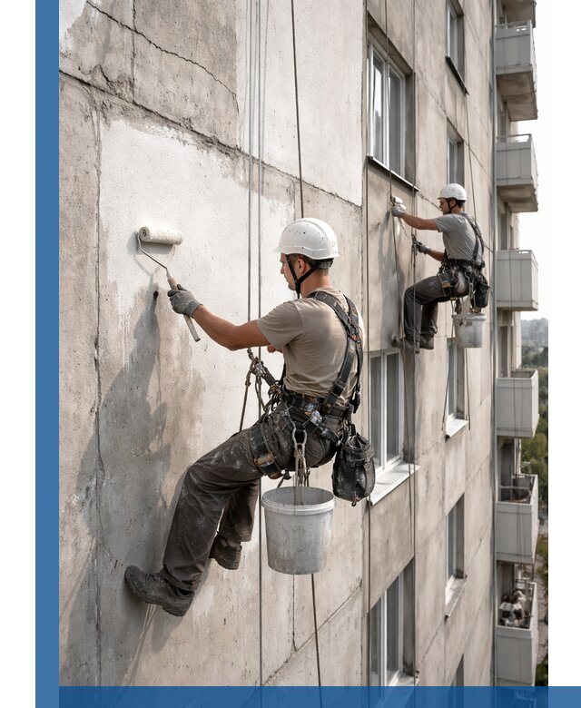 Покраска бетонного фасада в Соли-Илецке для жилых и промышленных объектов