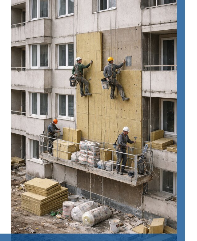 Утепление фасада минватой в Соли-Илецке от 1563 р. | ВЫСОТНИК-Сои