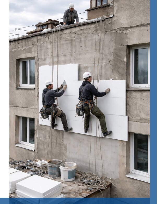 Утепление фасада пенополистиролом в Соли-Илецке от 1875 р. | ВЫСОТНИК-Сои