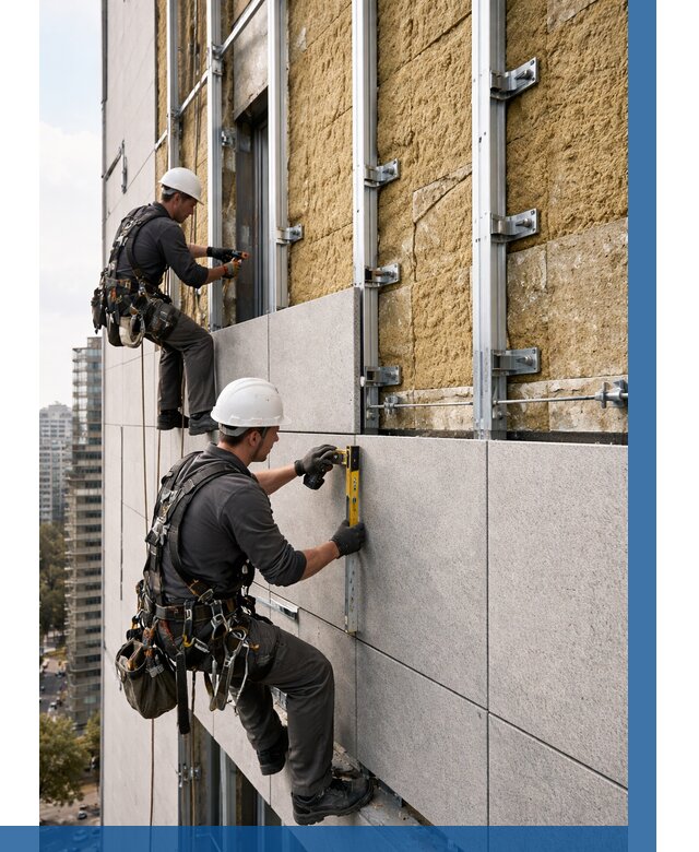 Монтаж вентилируемого фасада в Соли-Илецке от 3646 р. | ВЫСОТНИК-Сои