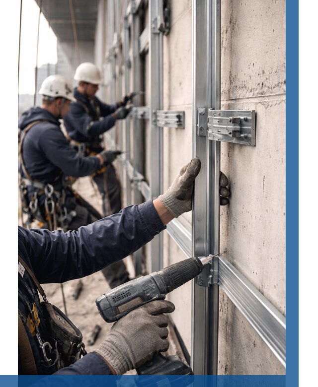 Монтаж подсистемы вентфасада в Соли-Илецке от 886 р. | ВЫСОТНИК-Сои