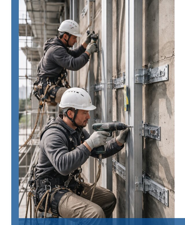 Монтаж и крепление подсистемы вентфасада в Соли-Илецке