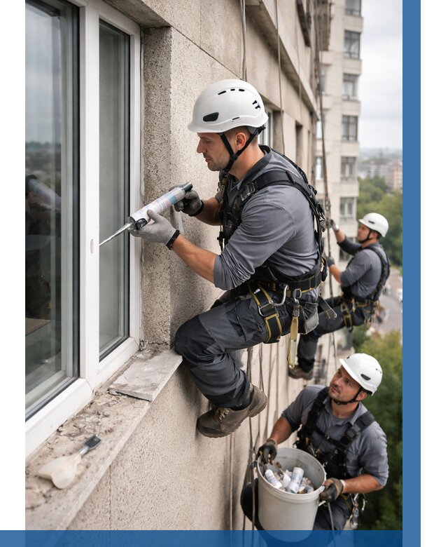 Герметизация оконных швов снаружи в Соли-Илецке от 1563 р. | ВЫСОТНИК-Сои