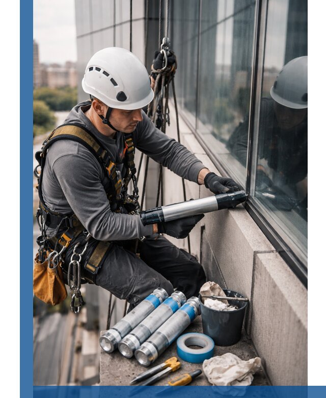 Герметизация стыков витража в Соли-Илецке для герметичных фасадов