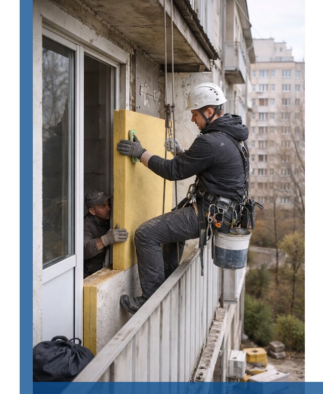 Профессиональное утепление балкона снаружи в Соли-Илецке под ключ