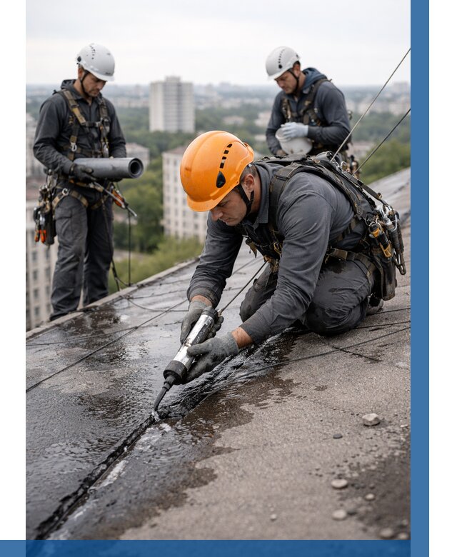 Устранение протечек кровли в Соли-Илецке от 12502 р. | ВЫСОТНИК-Сои