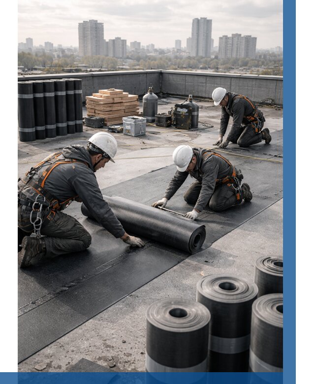 Монтаж мягкой кровли под ключ в Соли-Илецке от 469 р. | ВЫСОТНИК-Сои