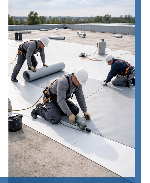 Монтаж мембранной кровли под ключ в Соли-Илецке от 1250 р. | ВЫСОТНИК-Сои