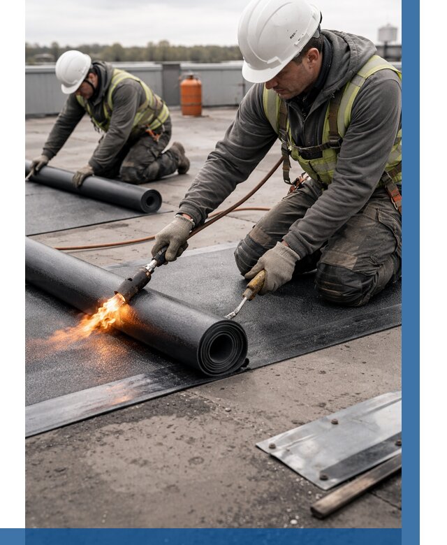 Монтаж наплавляемой кровли в Соли-Илецке от 886 р. — ВЫСОТНИК-Сои