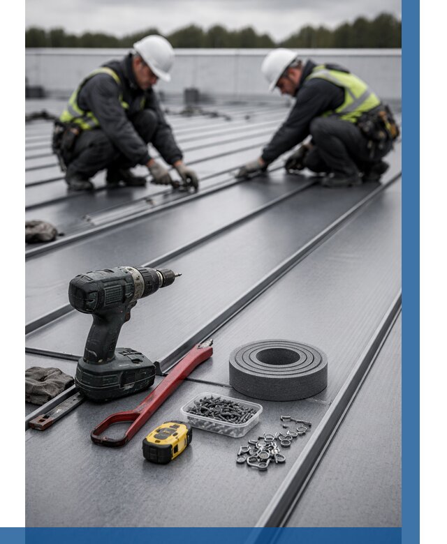 Монтаж фальцевой кровли в Соли-Илецке от 1875 р. | ВЫСОТНИК-Сои