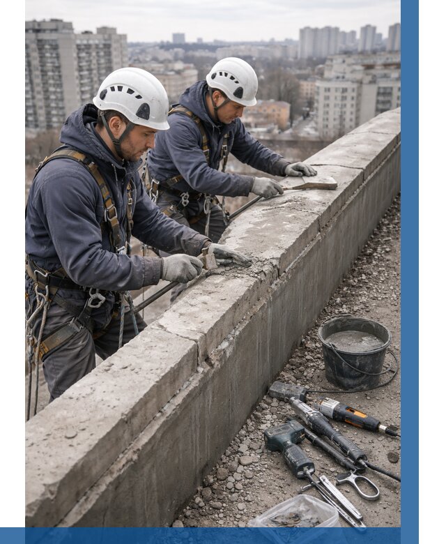 Ремонт парапета на кровле в Соли-Илецке от 1563 р. | ВЫСОТНИК-Сои