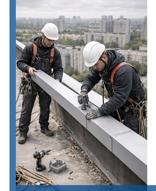 Монтаж парапетных крышек и ограждений кровли в Соли-Илецке