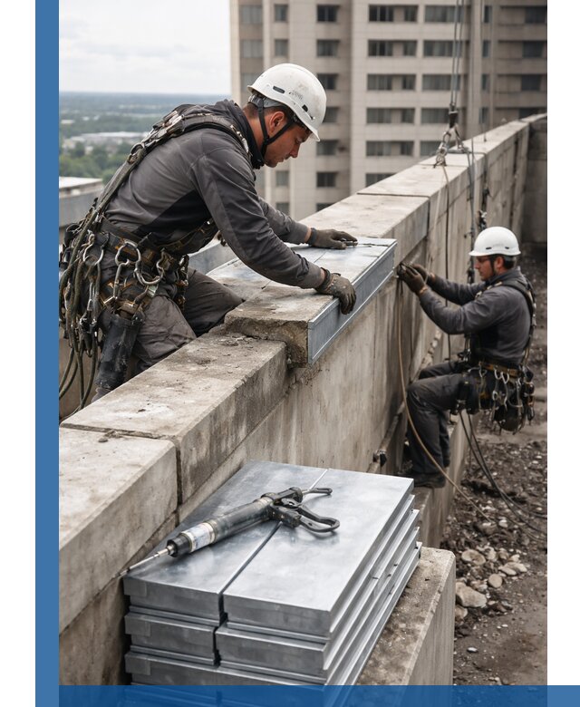 Замена парапетных крышек и установка новых в Соли-Илецке