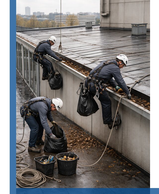 Очистка кровли по периметру в Соли-Илецке силами промышленных альпинистов