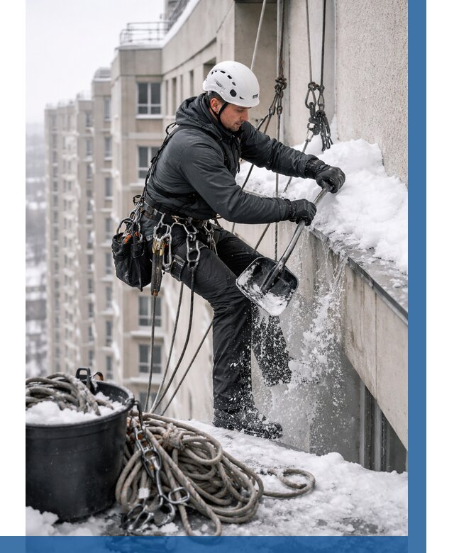 Очистка карнизов от снега в Соли-Илецке от 313 р. | ВЫСОТНИК-Сои