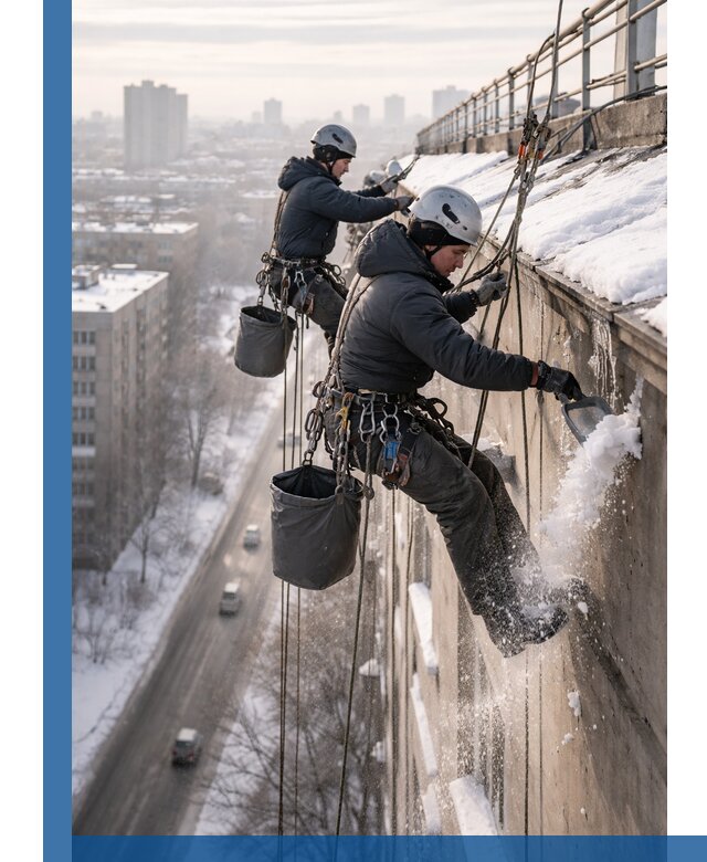Очистка карнизов от снега в Соли-Илецке профессионально и безопасно