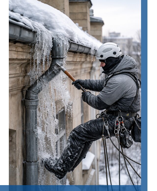 Очистка водостоков от льда в Соли-Илецке от 3646 р. | ВЫСОТНИК-Сои