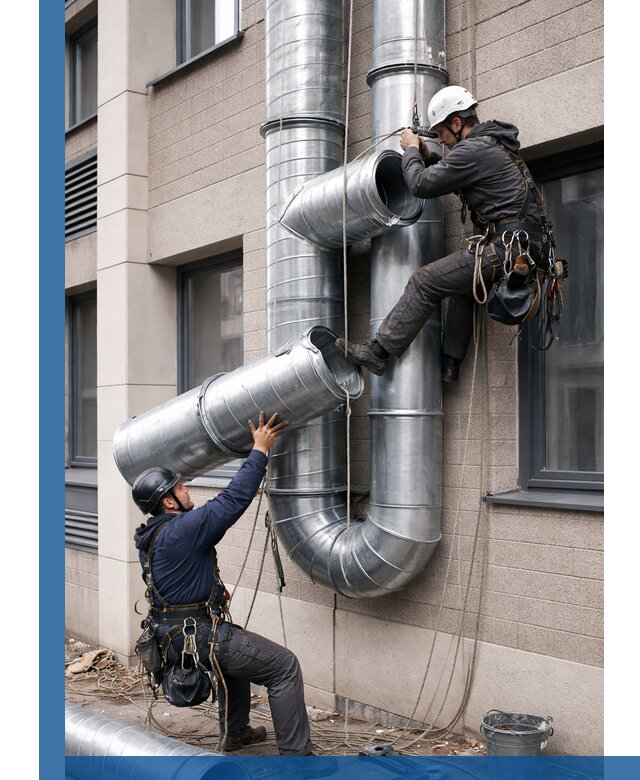 Монтаж фасадных воздуховодов в Соли-Илецке с герметизацией и крепежом