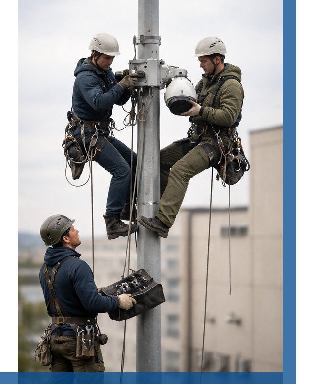 Установка видеокамер на мачте в Соли-Илецке от 8855 р. | ВЫСОТНИК-Сои