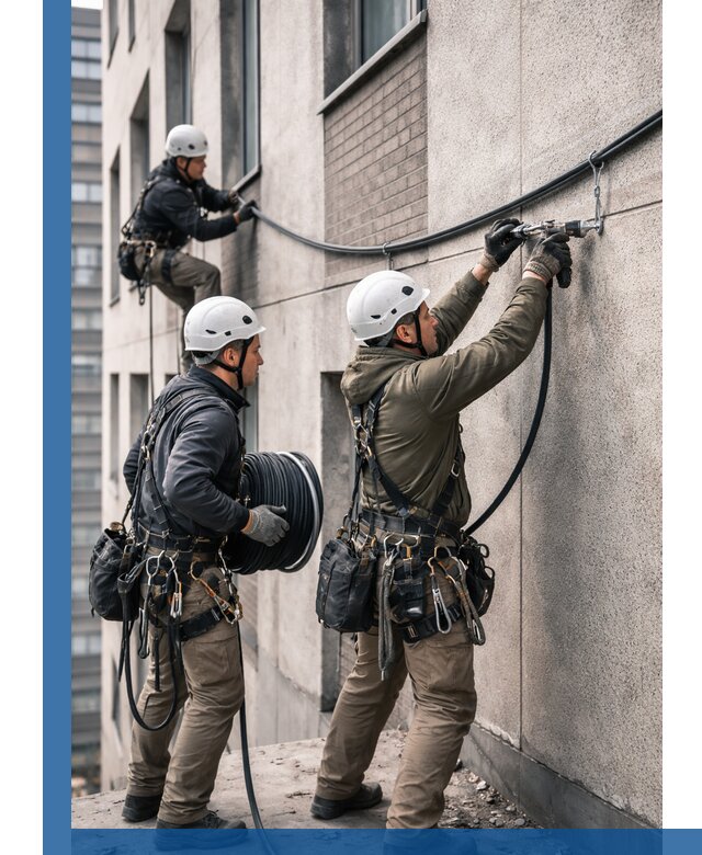 Прокладка кабеля по фасаду в Соли-Илецке, профессиональный монтаж