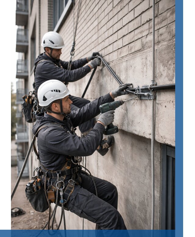 Крепление кабеля на фасаде в Соли-Илецке от 365 р. | ВЫСОТНИК-Сои