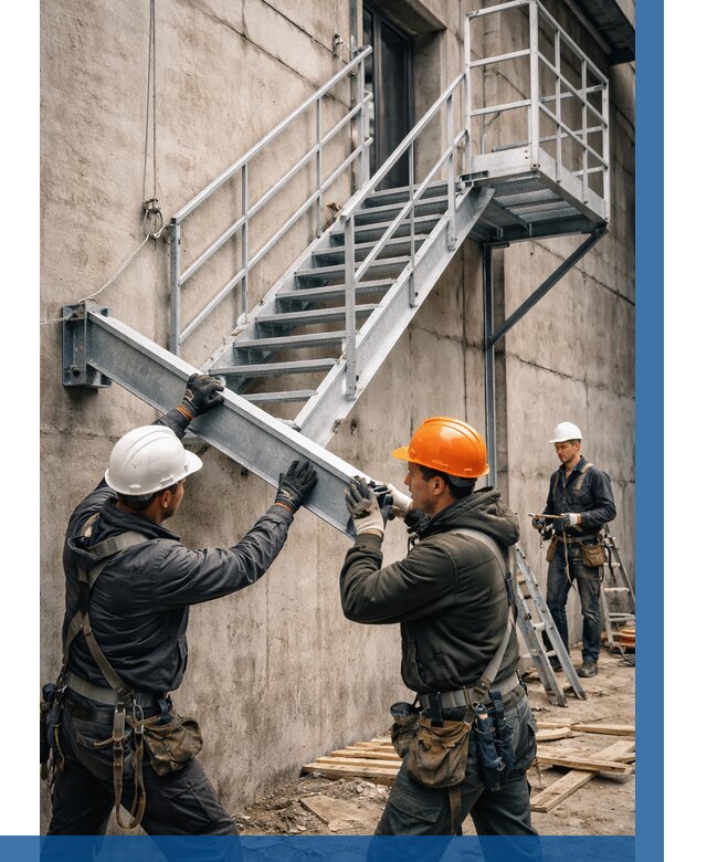 Монтаж металлических лестниц в Соли-Илецке от 15627 р. | ВЫСОТНИК-Сои