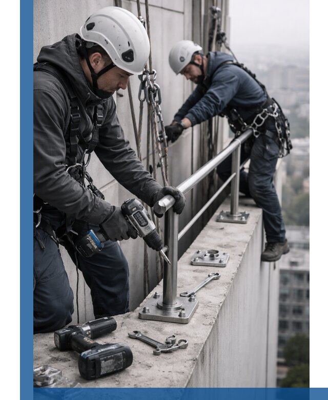 Монтаж перил на высоте в Соли-Илецке для жилых и промобъектов