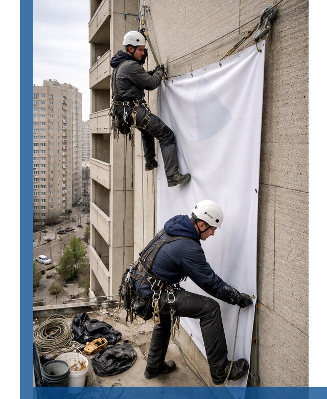 Профессиональный монтаж баннеров на фасаде в Соли-Илецке