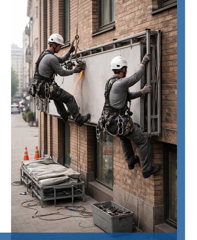 Демонтаж рекламной вывески в Соли-Илецке от 6772 р. | ВЫСОТНИК-Сои