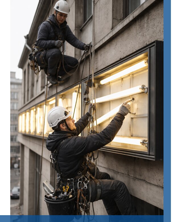 Замена ламп в вывеске в Соли-Илецке под ключ от 3646 р. | ВЫСОТНИК-Сои