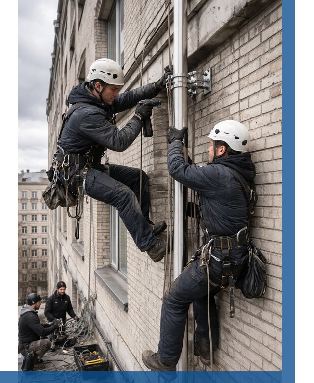 Монтаж флагштока на здании в Соли-Илецке от 6772 р. | ВЫСОТНИК-Сои