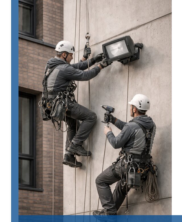 Профессиональный монтаж фасадных прожекторов в Соли-Илецке под ключ