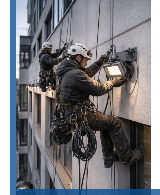 Монтаж фасадного освещения в Соли-Илецке установка и подключение