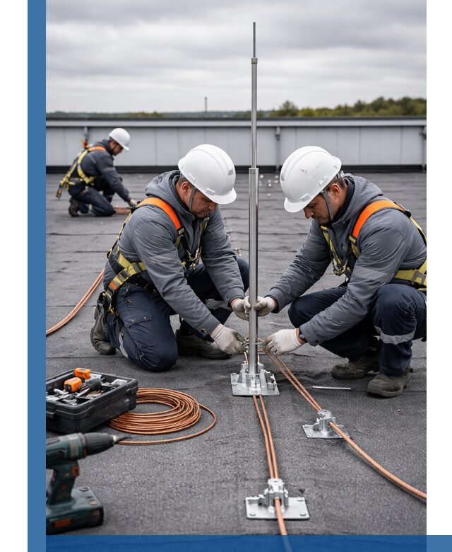 Монтаж молниезащиты на кровле в Соли-Илецке под ключ с гарантией