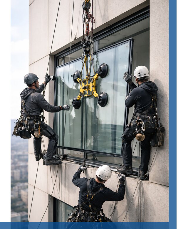 Монтаж стеклопакетов на высоте в Соли-Илецке от 3334 р. | ВЫСОТНИК-Сои