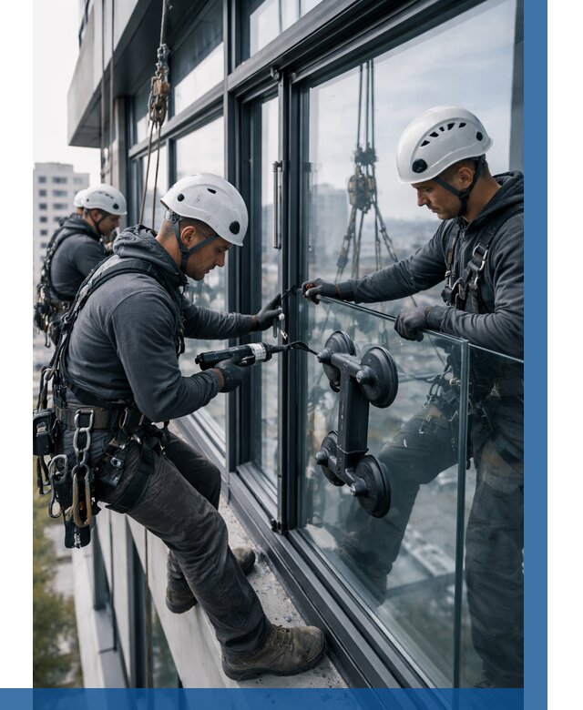 Витражное остекление зданий в Соли-Илецке от 3646 р. | ВЫСОТНИК-Сои