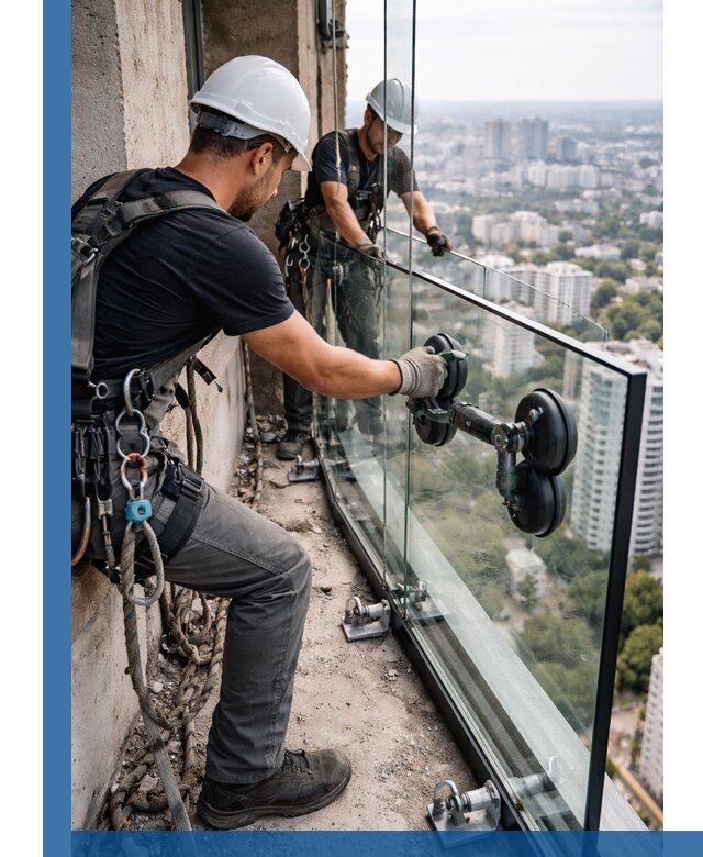 Монтаж стеклянных ограждений под ключ с гарантией в Соли-Илецке