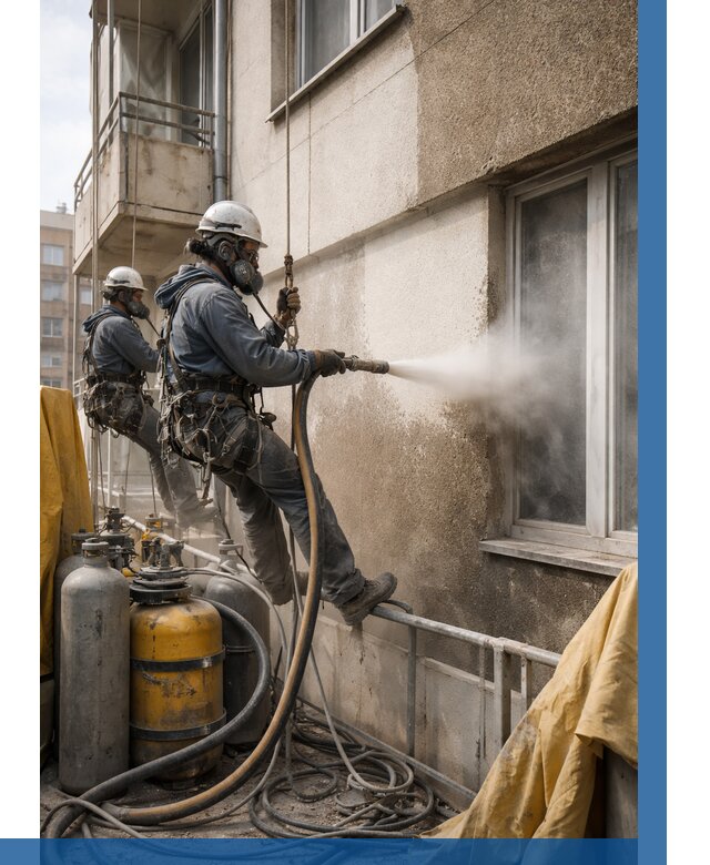 Пескоструйная очистка фасада в Соли-Илецке от 677 р. | ВЫСОТНИК-Сои