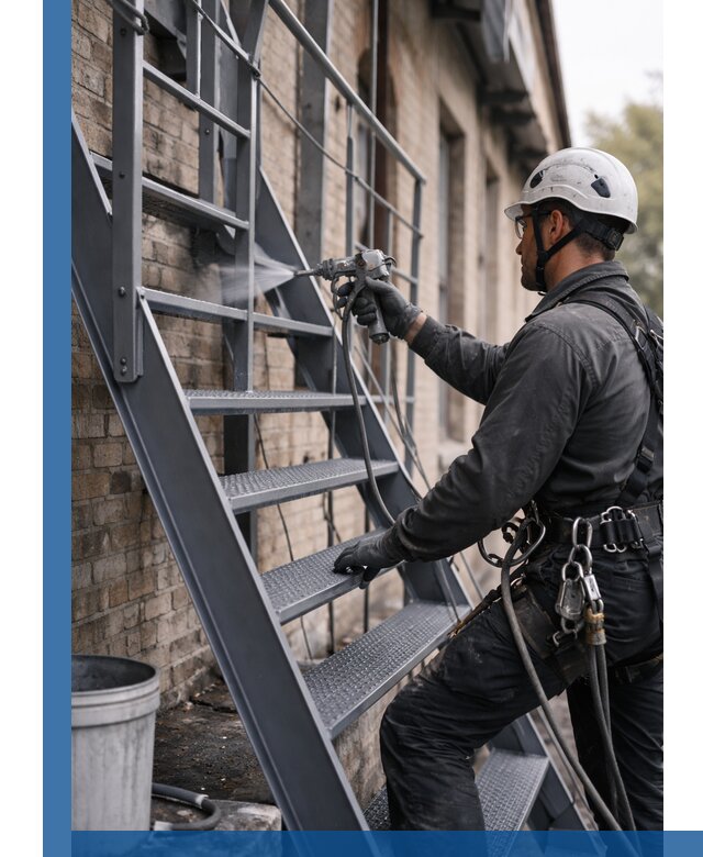 Покраска и антикоррозионная защита пожарных лестниц в Соли-Илецке